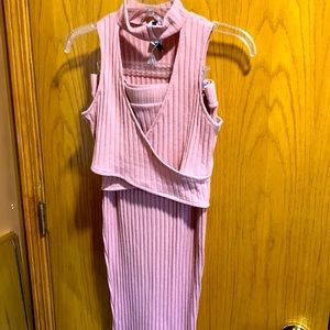 Pastel pink two piece skirt set. Size M top&bottoms, NEVER WORN !